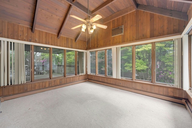 115 Fowler Ave, Yonkers, NY 10701 - unfurnished sunroom with carpet, wood ceiling, and wooden walls