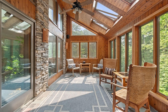 20 Old Farm Ln, Garrison, NY 10524 - sunroom with plenty of natural light, a ceiling fan, and a skylight