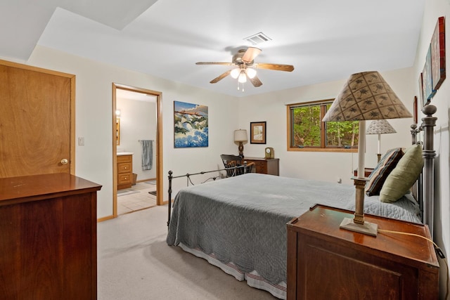 20 Old Farm Ln, Garrison, NY 10524 - bedroom with light carpet, ensuite bathroom, and ceiling fan