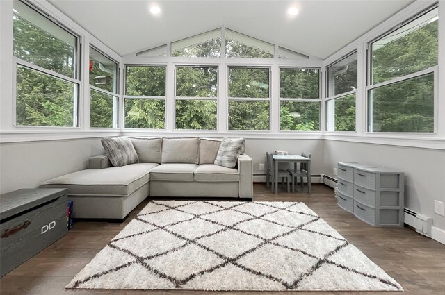 20 Shale Dr, Wappingers Falls, NY 12590 - sunroom / solarium with vaulted ceiling, a baseboard heating unit, and a baseboard radiator