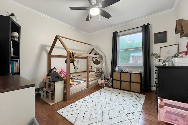 20 Shale Dr, Wappingers Falls, NY 12590 - bedroom with hardwood / wood-style floors, crown molding, and a ceiling fan
