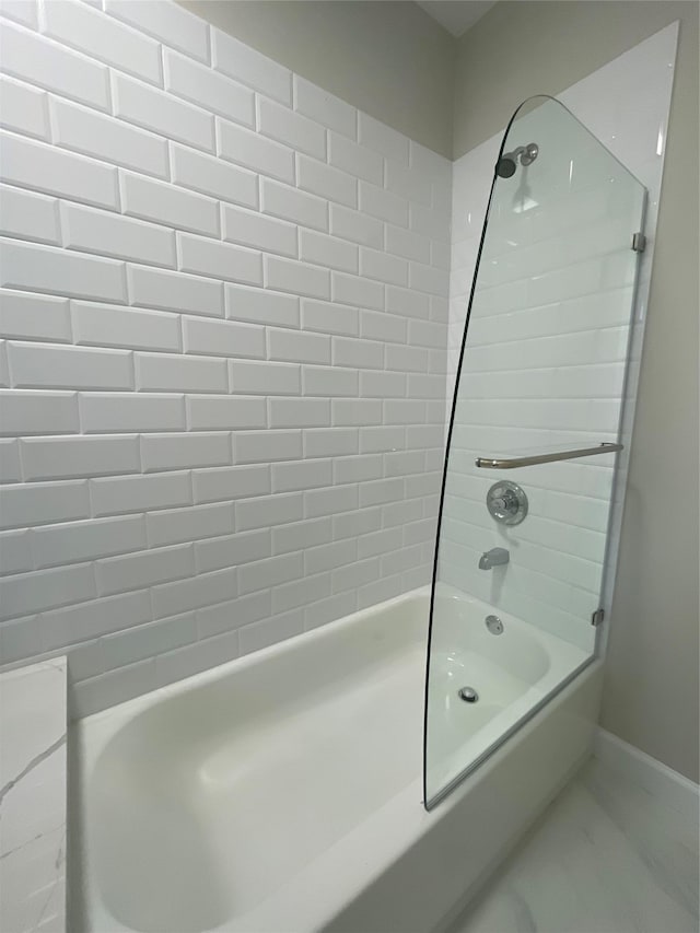 32 Moquette Row S, Yonkers, NY 10703 - full bath featuring washtub / shower combination, marble finish floors, and baseboards
