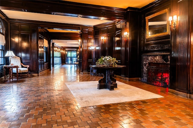 8 Barstow Rd Unit 4F, Great Neck, NY 11021 - building lobby with wood walls and ornamental molding