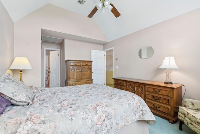 30 Joyces Way, Bay Shore, NY 11706 - carpeted bedroom featuring vaulted ceiling and a ceiling fan