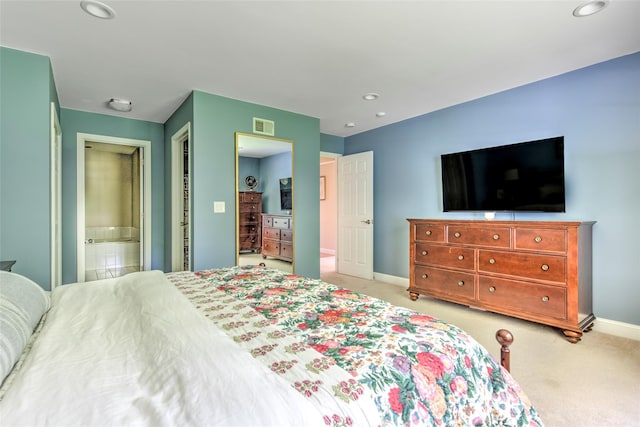 17 Gettysburg Dr Unit 17, Port Jefferson Station, NY 11776 - bedroom with baseboards, light colored carpet, recessed lighting, and ensuite bath