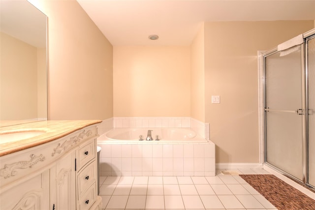 17 Gettysburg Dr Unit 17, Port Jefferson Station, NY 11776 - full bath with vanity, a garden tub, tile patterned floors, and a shower stall