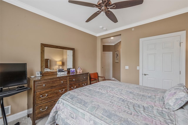 23 Sonata Ct, Lake Grove, NY 11755 - bedroom with crown molding, baseboards, and a ceiling fan
