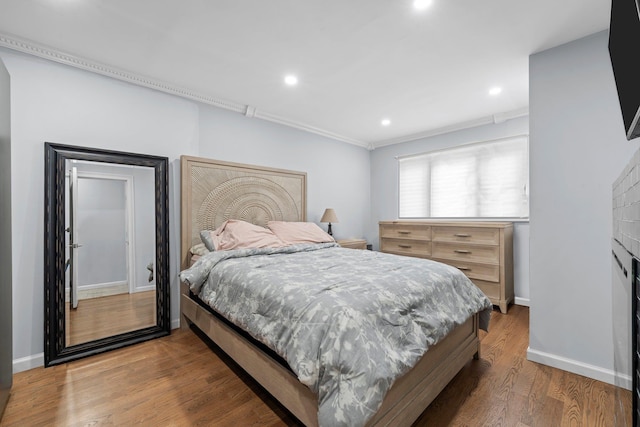 14-50 141st St, Whitestone, NY 11357 - bedroom with recessed lighting, wood finished floors, baseboards, and ornamental molding