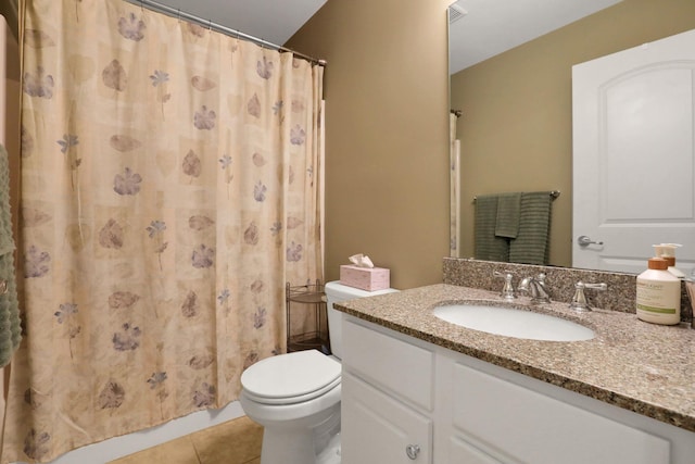 390 Lakeside Rd, Newburgh, NY 12550 - bathroom featuring vanity, toilet, tile patterned floors, and a shower with curtain