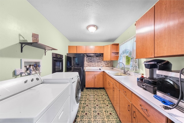 218 Johnson Rd, Wingdale, NY 12594 - laundry area with separate washer and dryer and a textured ceiling