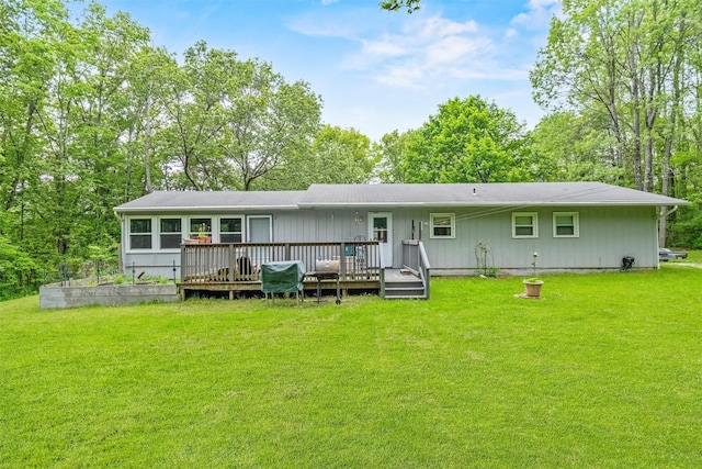 218 Johnson Rd, Wingdale, NY 12594 - back of property with a yard and a wooden deck