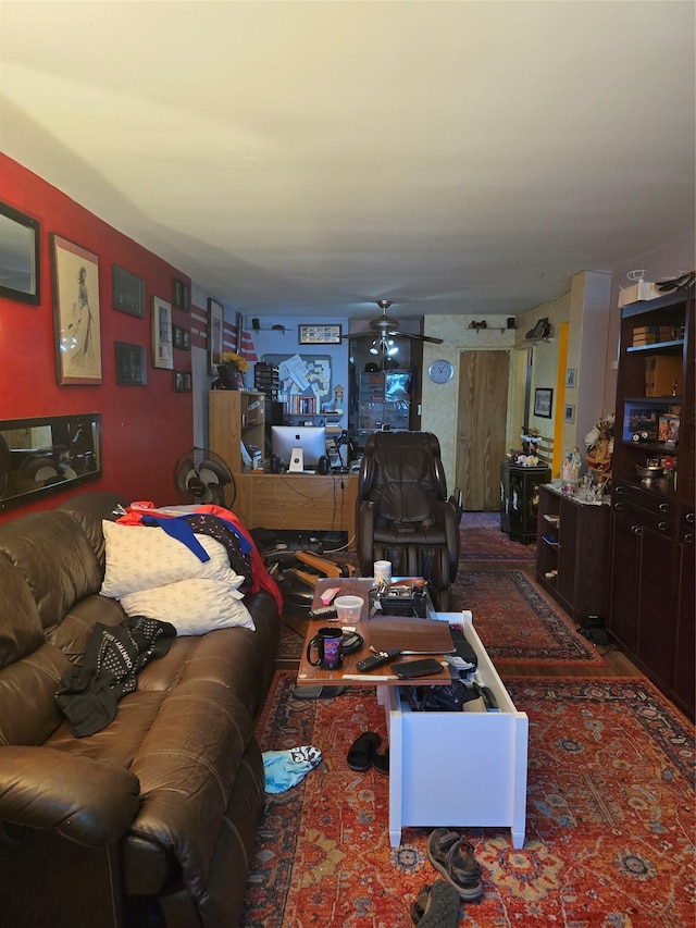 86-70 Francis Lewis Unit A55, Holliswood, NY 11427 - living room featuring a ceiling fan
