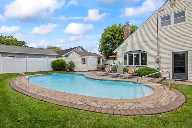 6 W Shore Rd, Bay Shore, NY 11706 - view of swimming pool with an outbuilding and a patio area