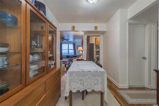 84-50 169th St Unit 606, Jamaica Hills, NY 11432 - dining space with wood finished floors and ceiling fan