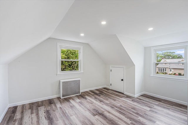 855 Winter Ave, Uniondale, NY 11553 - bonus room featuring radiator, plenty of natural light, wood finished floors, vaulted ceiling, and baseboards