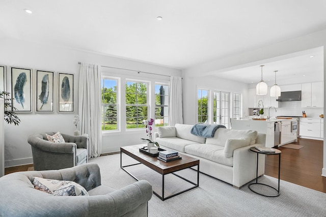 27 Lavender Ln, Rye Brook, NY 10573 - living area featuring wood finished floors and recessed lighting