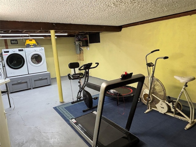 6 Windmill Rd, Poughkeepsie, NY 12601 - exercise area featuring washer and dryer and a textured ceiling