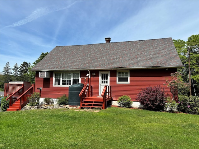 6 Windmill Rd, Poughkeepsie, NY 12601 - view of front of property with a front yard, roof with shingles, and a chimney