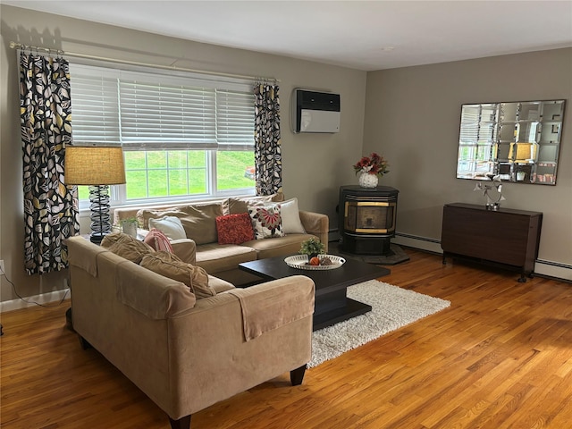 6 Windmill Rd, Poughkeepsie, NY 12601 - living room with a wood stove, wood finished floors, and plenty of natural light