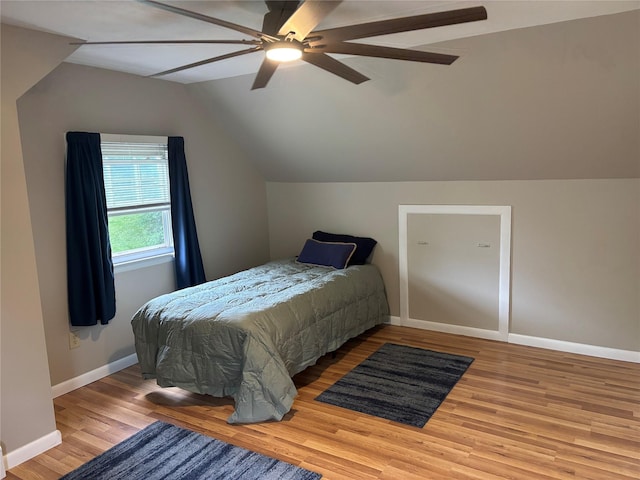 6 Windmill Rd, Poughkeepsie, NY 12601 - bedroom featuring wood finished floors, vaulted ceiling, baseboards, and a ceiling fan
