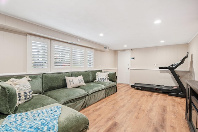 422 Old Bridge Rd, Northport, NY 11768 - living area featuring wood finished floors and recessed lighting