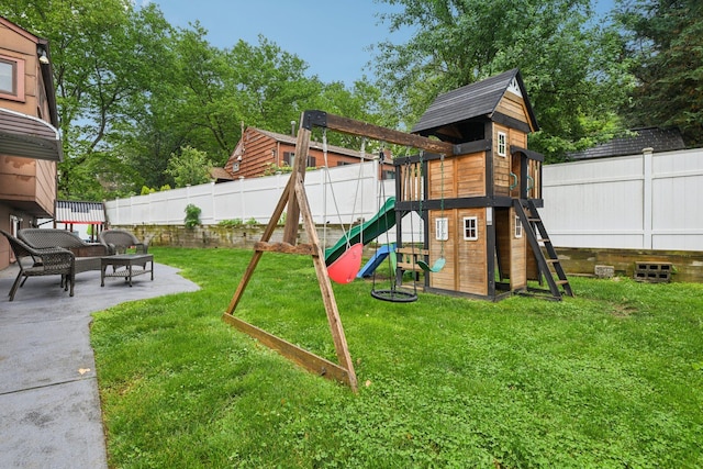 422 Old Bridge Rd, Northport, NY 11768 - view of jungle gym with a patio