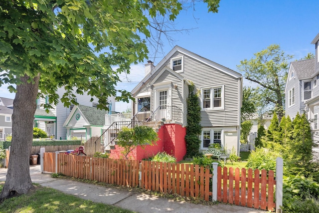 37 Centre St, Bronx, NY 10464 - bungalow-style home with a fenced front yard and a chimney