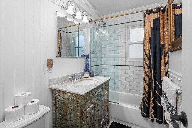 37 Centre St, Bronx, NY 10464 - full bath with crown molding, shower / bath combo, vanity, and toilet