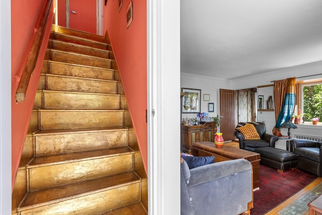 37 Centre St, Bronx, NY 10464 - stairs with crown molding and wood finished floors