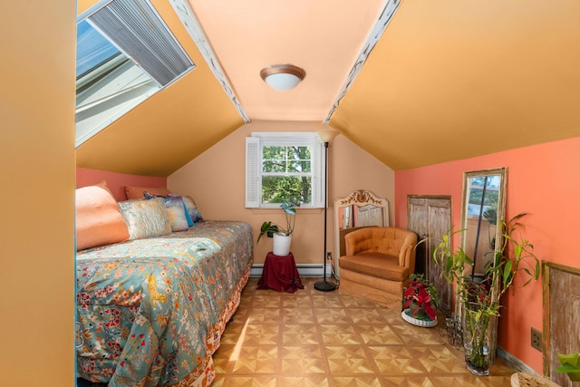37 Centre St, Bronx, NY 10464 - bedroom featuring multiple windows, lofted ceiling, baseboards, and baseboard heating