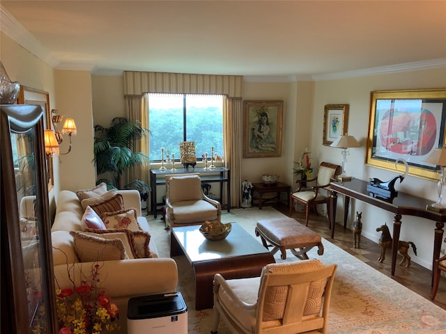 26910 Grand Central Pkwy Unit 8N, Floral Park, NY 11005 - living area with ornamental molding and baseboards