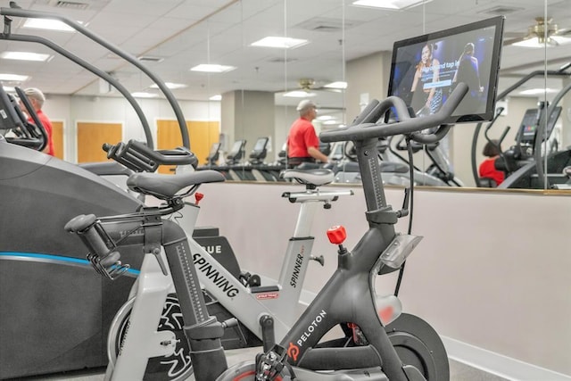 26910 Grand Central Pkwy Unit 8N, Floral Park, NY 11005 - gym with a paneled ceiling
