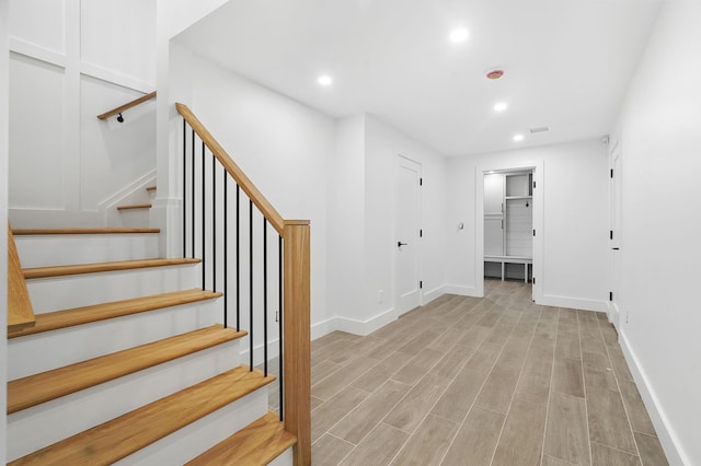 2 Lavender Ln, Rye, NY 10580 - stairs with wood finished floors, recessed lighting, and baseboards