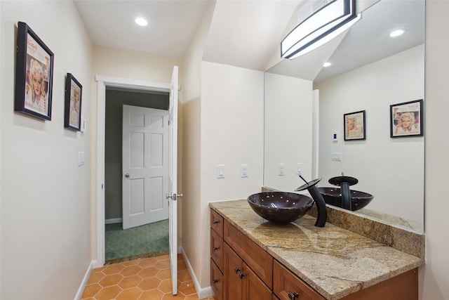 304 Heritage Hls Unit C, Somers, NY 10589 - bathroom with vanity, baseboards, recessed lighting, and tile patterned flooring