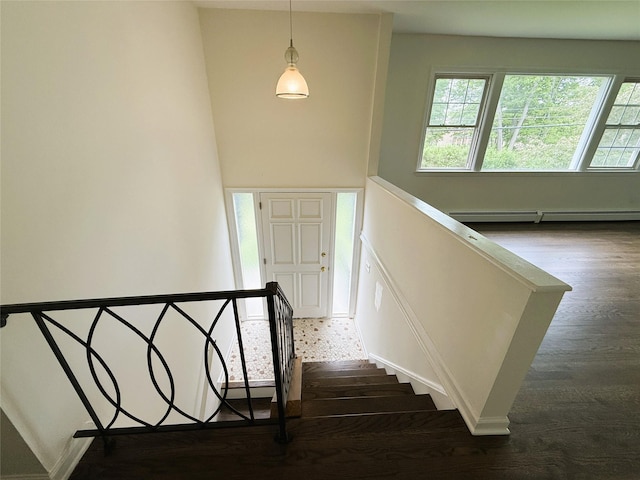 336 Baldwin Place Rd, Mahopac, NY 10541 - stairs featuring wood finished floors and baseboard heating