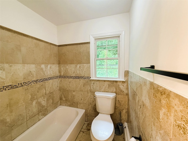 336 Baldwin Place Rd, Mahopac, NY 10541 - full bathroom with a tub, a wainscoted wall, and tile walls