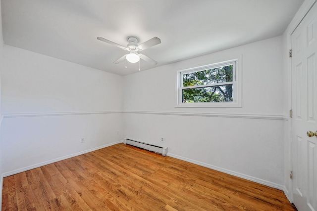 218 Beaver Dr, Mastic Beach, NY 11951 - unfurnished room with baseboard heating, light wood-style floors, and baseboards