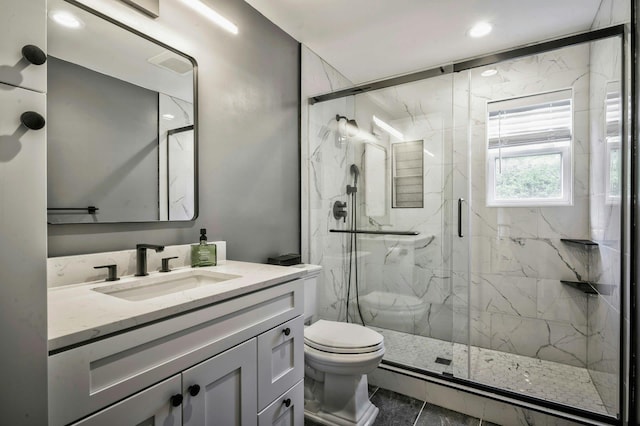 2 Maize Ct, Melville, NY 11747 - full bath with toilet, vanity, and a marble finish shower