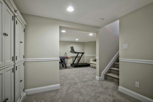 2 Maize Ct, Melville, NY 11747 - exercise area featuring carpet flooring, recessed lighting, and baseboards