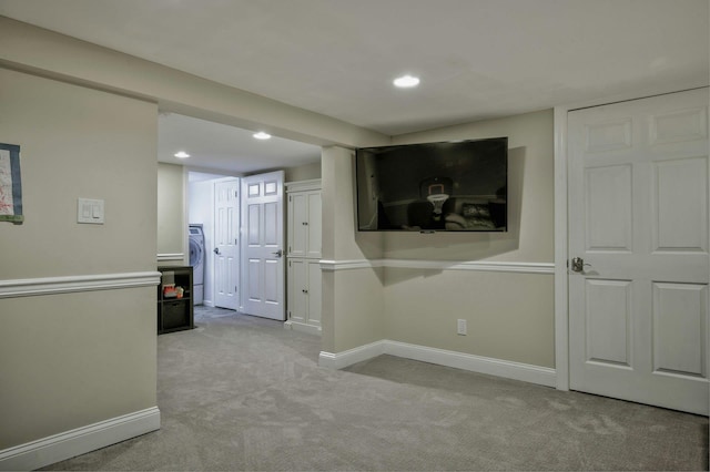 2 Maize Ct, Melville, NY 11747 - basement with carpet floors, recessed lighting, baseboards, and washer / clothes dryer
