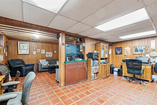 1A Ward St, Suffern, NY 10901 - home office featuring wooden walls and a paneled ceiling