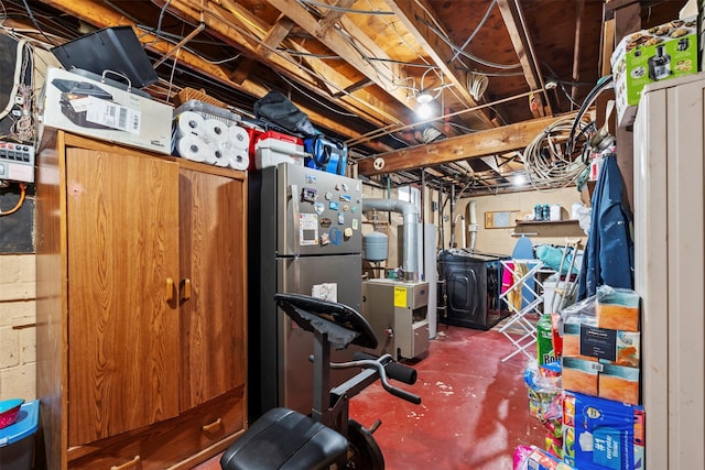 1A Ward St, Suffern, NY 10901 - unfinished basement with freestanding refrigerator