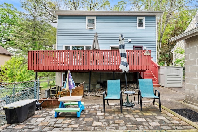 1A Ward St, Suffern, NY 10901 - rear view of property featuring a wooden deck, a patio, and stairway