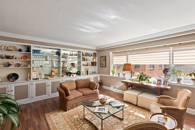 50 Popham Rd Unit 4E, Scarsdale, NY 10583 - living area with wood finished floors, crown molding, and baseboards