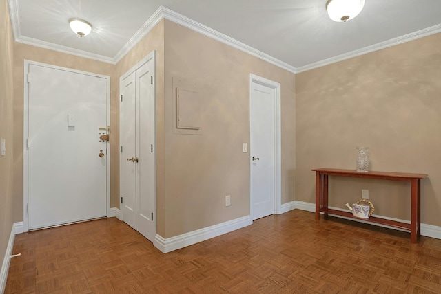 1270 N Ave Unit 3A, New Rochelle, NY 10804 - foyer entrance featuring baseboards and crown molding