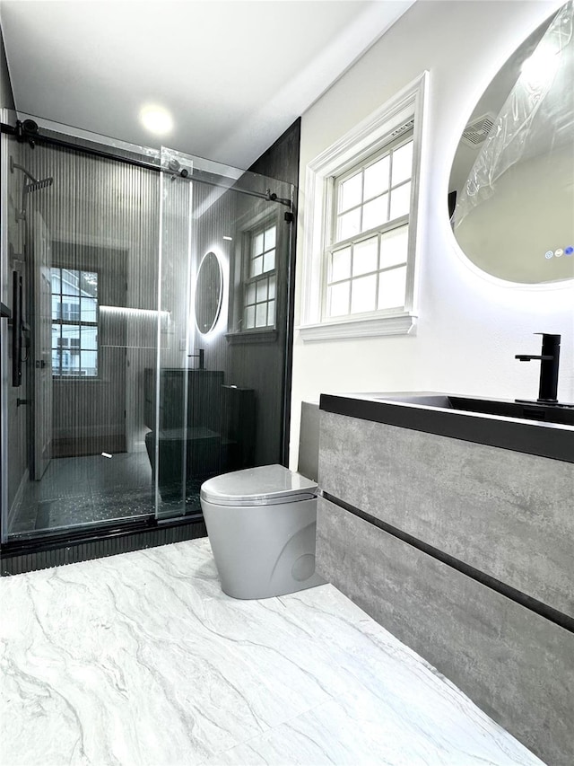 56 Patmore Ave, Yonkers, NY 10710 - bathroom featuring toilet, a stall shower, and healthy amount of natural light