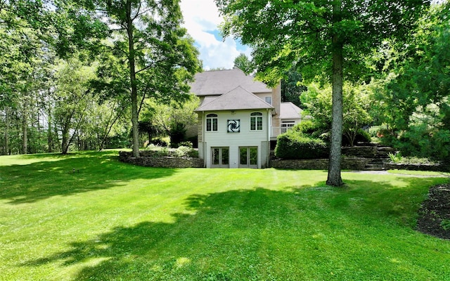 75 Susan Ln, Circleville, NY 10919 - rear view of house with a yard and french doors