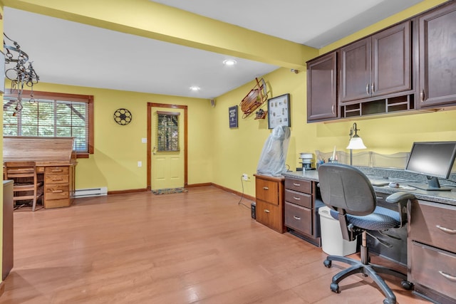 2103 Kings Way Unit 2103, Carmel, NY 10512 - office area with a baseboard heating unit, light wood-type flooring, recessed lighting, and baseboards