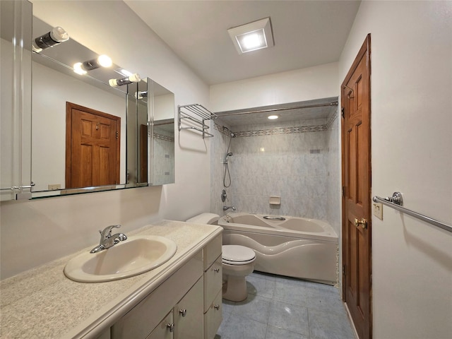 241 Summit Park Rd, Spring Valley, NY 10977 - bathroom with toilet, vanity, shower / bath combination, and tile patterned floors