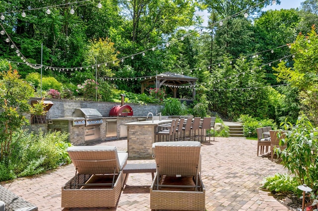 70A Davis Rd, Port Washington, NY 11050 - view of patio / terrace featuring a sink, a gazebo, and outdoor dining area